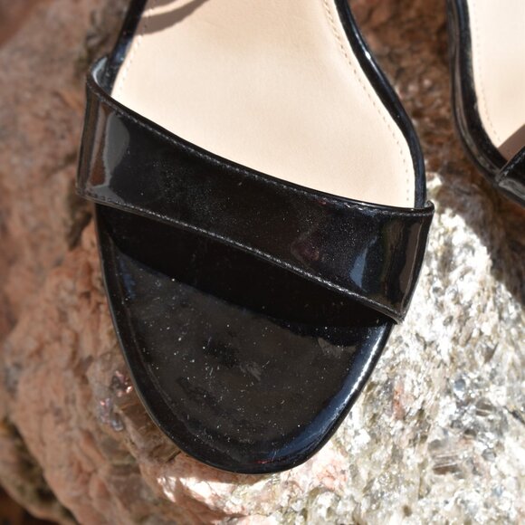 Via Spiga Leesa Black Patent Leather Ankle Strap Heels Size 9 - Picture 3 of 16